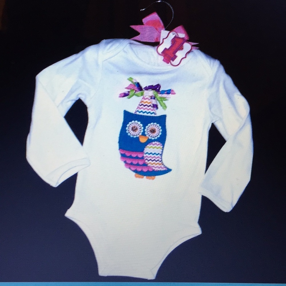 NWT Mud Pie birthday owl appliqué w/ hair clip